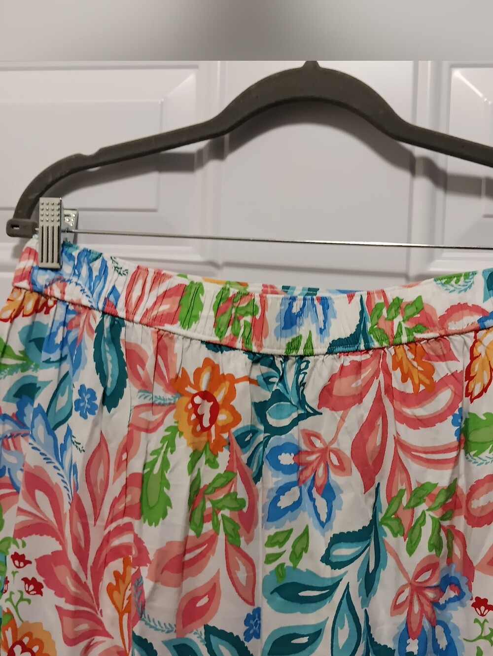 Tropical Floral Tiered A-Line Midi Skirt Sz M Cottagecore Cotton/Rayon Blend - Picture 6 of 11